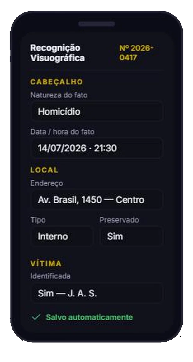 Formulário de recognição preenchido no celular